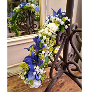 Krans riddarsporre, slöjblomma och eustoma image