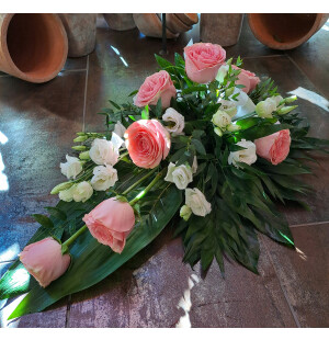 Ljusrosa ros och vit eustoma image